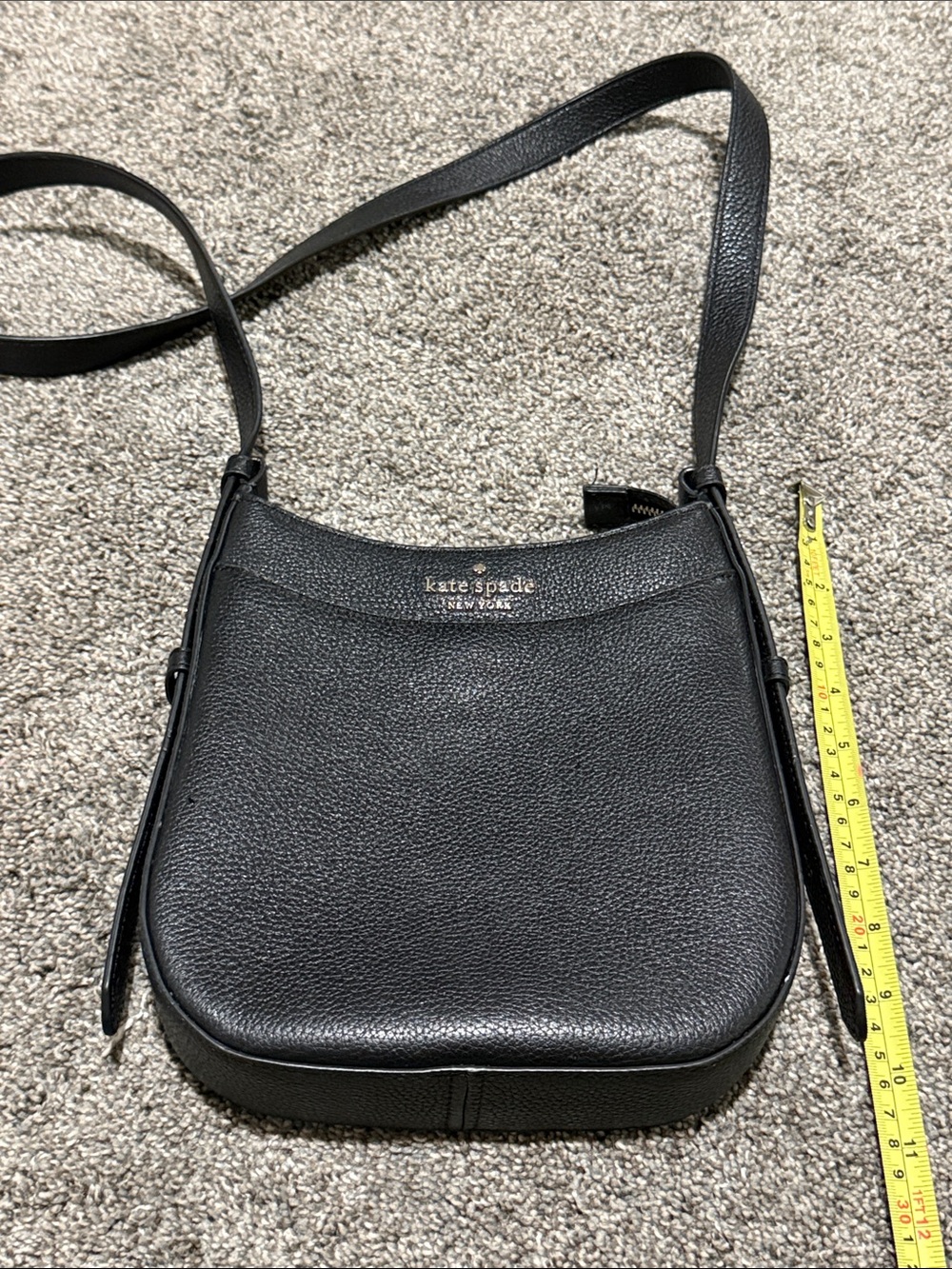kate spade Black Pebbled Leather Crossbody Saddle Bag
